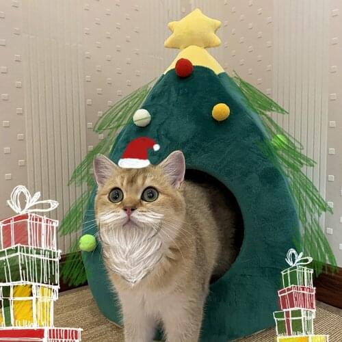 Pet Cat Dog House Kennel Puppy Cave Sleeping Bed Christmas tree shape Winter Warm Bed For Cat Dog Tent House cama para cachorro