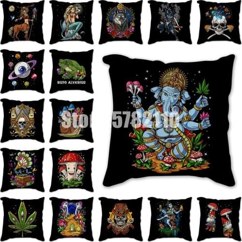 Ganesha Decorative Cushion Cover 45x45cm wolf skull Butterfly Printed Chair Car Sofa Throw Pillowcase Pillow Cases Home Decor
