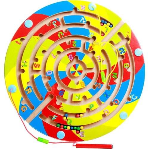 Magnetic alphanumeric wooden maze,Track the calligraphy bead,Childrens intelligence development education toys