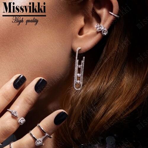 Missvikki Trendy Prong CZ Punk Style Dangle Earrings for Women Girl Party Daily Jewelry High Quality Super Gift for Lover Sister