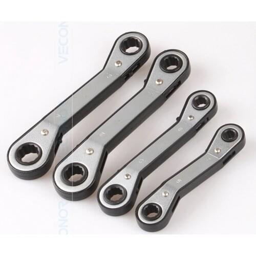 4pcs Offset Ratchet Ring Wrench Spanners Set Metric 2-Way Reversible Garage Workshop Tool Set