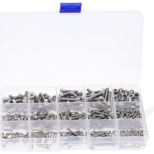 480 PCs M2 M3 M4 304 Stainless Steel Inner Hexagonal Head Screw Nut Set Special for Bicycle Parts with Box