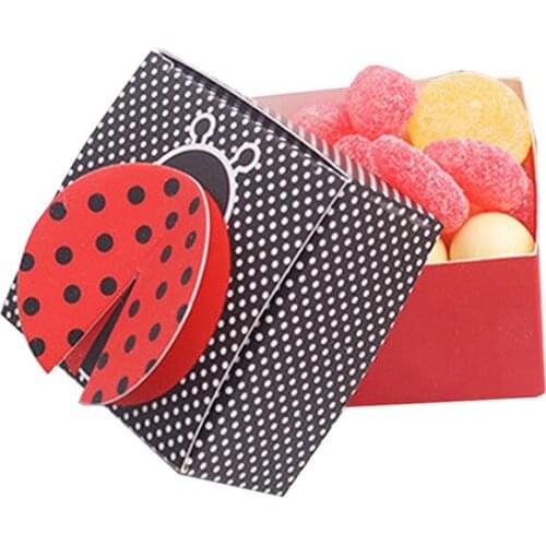 50pcs Cute Ladybug Gift Box Baby Shower Birthday Party Treat Favor Box Chocolate Packaging Paper Box Supplier