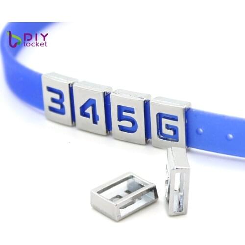 8MM Hollow Slide Number "0-9 " (10 pieces/lot) Slide Charms Fit DIY Wristband & Bracelet LSSL023