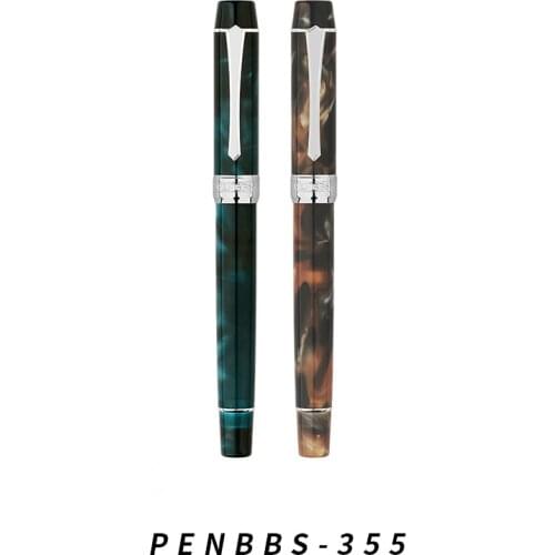 Moonman PENBBS 355 Resin Piston Fountain Pen Iridium Fine Nib 0.5mm Silver Clip Ink Pen Business Office Writing Gift Pen Set