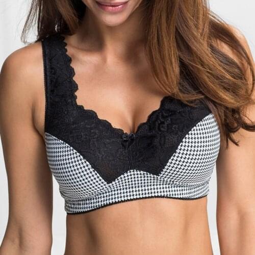 Sexy Women Plus Size Bra Full Cup Embroidery Minimizer Bra Ultra-thin Push Up Wireless Underwear 80-105 CDEFG Cup Lingerie