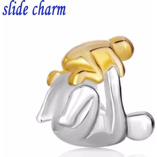 Slide charm Free shipping childrens jewelry Father and son game style charm beads fit Pandora bracelet
