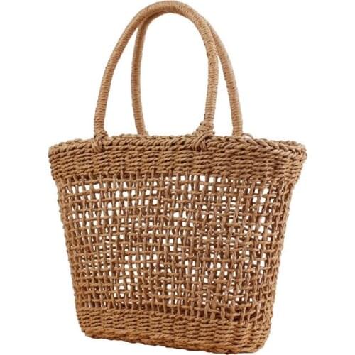 Household ins hollow out hand woven bag straw bag creative national wind sea travel basket