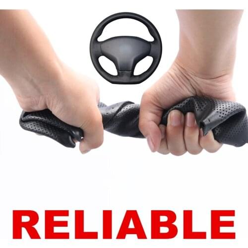 Hand stitched Black PU Artificial Leather Car Steering Wheel Cover for Citroen Elysee C-Elysee 2014 New Elysee Peugeot 301