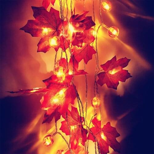 Stylish Warm Led Maple Leaf Light String Battery Operated Warm White Harvest Autumn Garlands Christmas Decoration