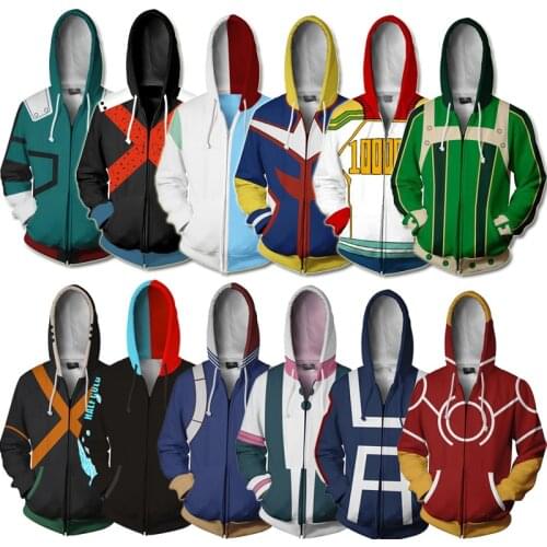 Japan Anime My Hero Academia Hoodie Cospaly Costume 3D Printed Sweatshirt Zip Up Hoodies Sweatshirts
