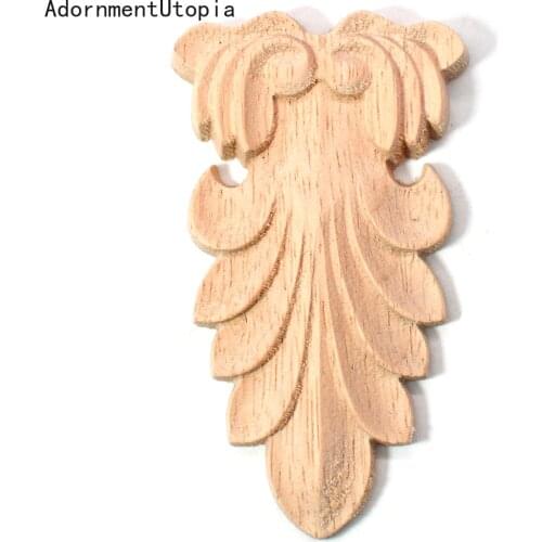 Solid Wood European Style Woodcarving Decal Home Furniture Carved Applique Window Door Decor Wooden Figurines Crafts