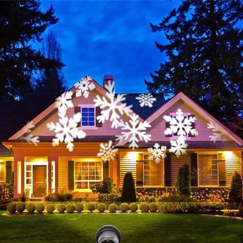 Outdoor Christmas Moving Snow Laser Projector Stage Spotlight Snowflake Landscape Garden Lawn Light DJ Disco