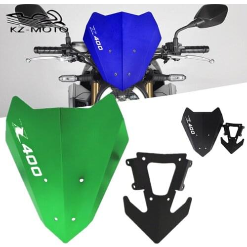 For Kawasaki Z400 z400 2019 2020 With LOGO Motorcycle Windshield Motorbike Wind Deflector Windscreen CNC Aluminum Accessories