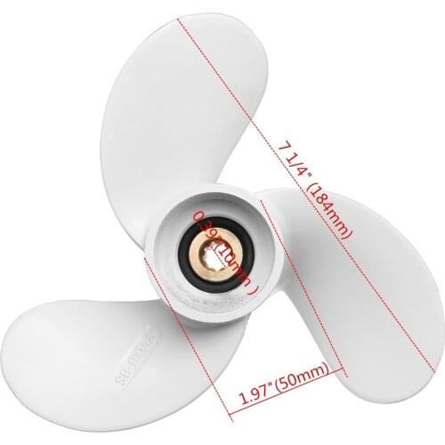 For Yamaha 2.5-3HP 6L5-45943-00-EL 7 1/4 x 6 Marine Outboard Propeller White Propeller 9 Spline Tooth Aluminium Alloy