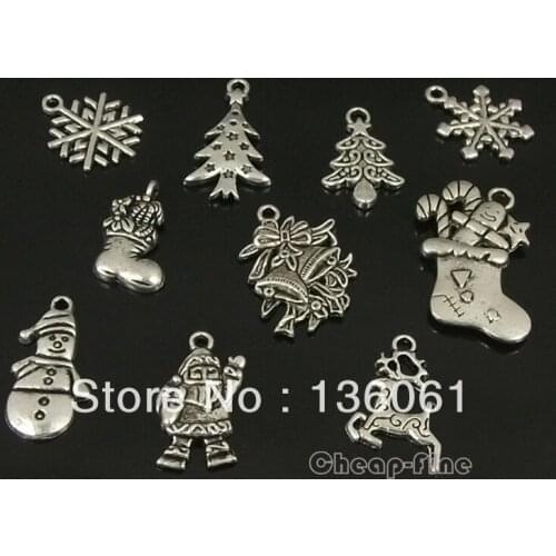 Vintage Santa Christmas Tree Snowflakes Snowman Charms Pendants For Jewelry Making Findings Bracelets Accessories Gifts Z1805