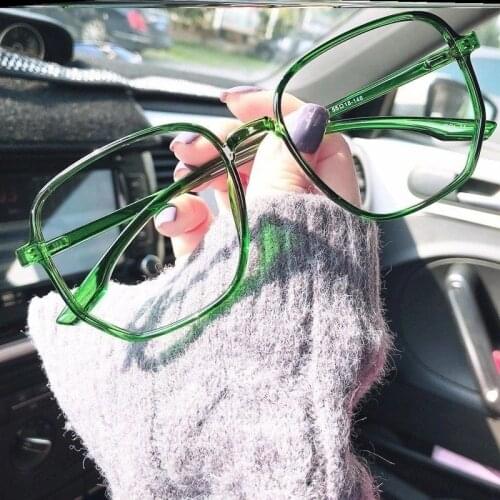 Vintage Transparent Eyeglasses Frame Women Retro Oversized Optical Glasses Female Fashion Irregular Myopia Glasses -1.0 To -6.0