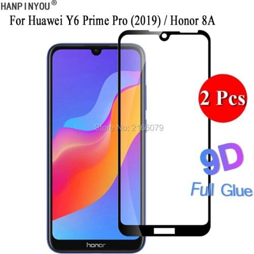 2 Pcs/Lot For Huawei Y6 Prime Pro (2019) / Honor 8A 5D 6D 9D Full Cover Glue Screen Protector Tempered Glass Protective Film