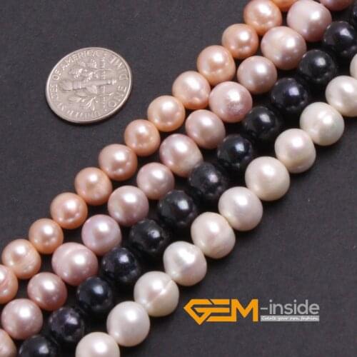 Pearl: 7-8mm Genuine Cultured Pearl Beads DIY Bead Loose Bead For Bracelet Or Neckace Making Strand 15" Wholesale