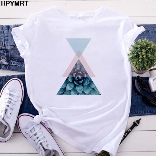 Geometric Landscape graphics Printed Women T-Shirt Summer Short sleeve Casual o-neck tshirt Casual Harajuku Girl Tops Tee Female
