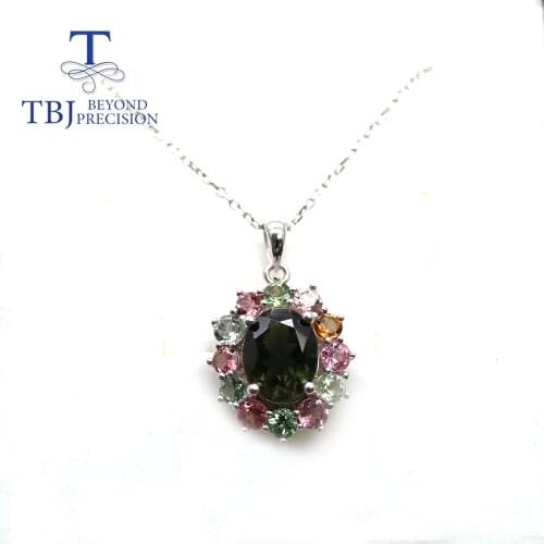 TBJ classic tourmaline pendant necklace oval cut 8*10mm 4ct up brazil colorful gemstone fine jewelry 925 sterling silver