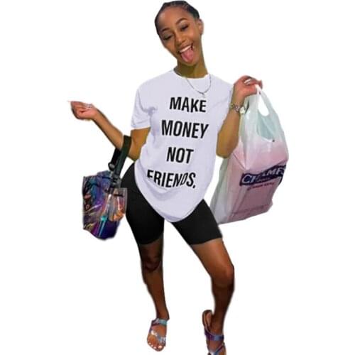 2 Piece Set Women T Shirt Biker Shorts Fitness Joggers Women Set Sweat Suits Letter Print Lounge Wear Two Piece Outfits 2020