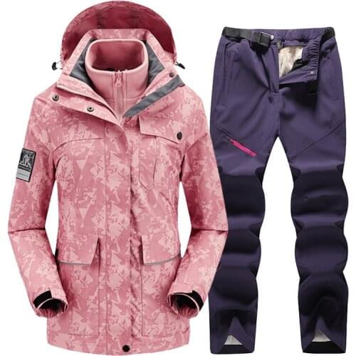 Womens Ski Suit Thermal Ski Jacket Pants Set Windproof Waterproof Snowboarding Jackets Winter Female Snow Costumes Outdoor Wear