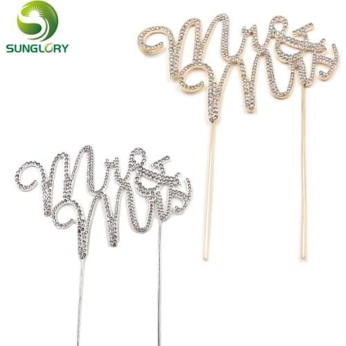 Gold Silver Mr&Mrs Cake Toppers Wedding Decoration Cake Card For Party Supplies Baking Cupcake Insert Card Cake Decorating Tools