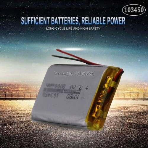 1pc 2000mAh 3.7V 103450 Lipo Polymer Rechargeable Battery For GPS navigator MP5 GPS Bluetooth Speaker headset e-book camera