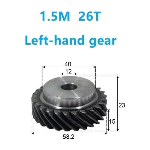 1PCS 45 degree left-hand helical gear 1.5M 26T inner hole 12mm can replace bevel gear 90 degree drive CNC