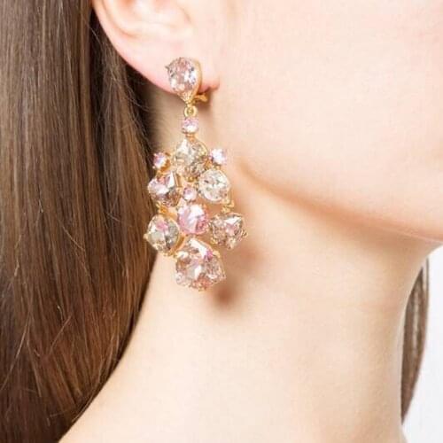 2018 Amybaby Luxury Vintage Colorful Crystal Womens No Piercing Clip Earring Jewelry For Wedding