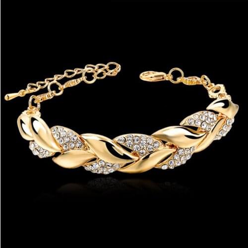 2021 Korean jewelry fashion jewelry flash drill leaves water drop Bracelet alloy bracelet female bracelet jewelry hand ornament