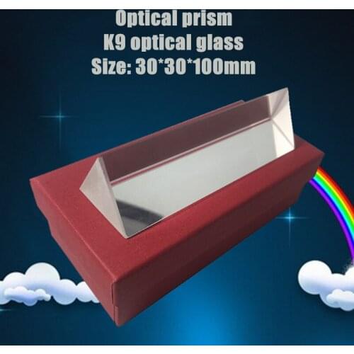 30x30x100mm Triangular Prism Physics Teaching Refraction Spectrum Rainbow K9 Optical Glass Prism Children Student Gift