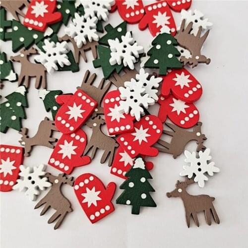 50Pcs/100Pcs Mixed Wooden Carfts Diy Christmas Kids Toys For Chirstmas Tree Deer Xmas Decoration For Home Party New Year