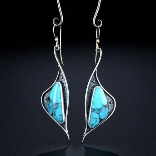 Bohemian Crane Drop Earrings Vintage Twist Blue Resin Pendant Ethnic Hook Earring for Women Oorbellen Jewelry Gifts O5D256