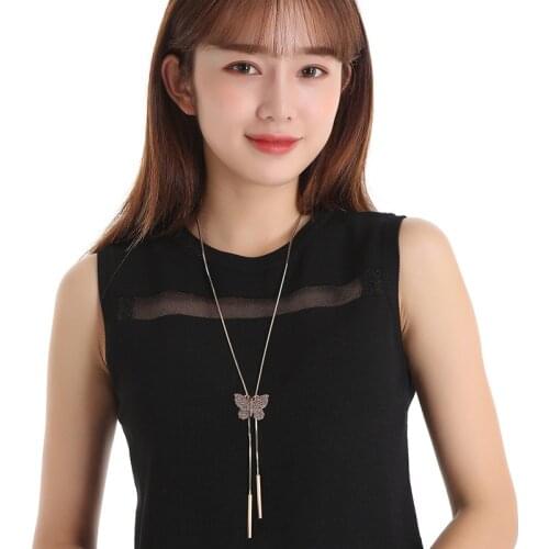 Vivid Crystal Butterfly Long Necklace For Women 2021 New Fashion Jewelry