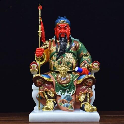 Southeast Asia Home store COMPANY High-grade wealth God RED FACE GUAN GONG GUAN ER YE Good luck ZHEN ZHAI jade gilding statue