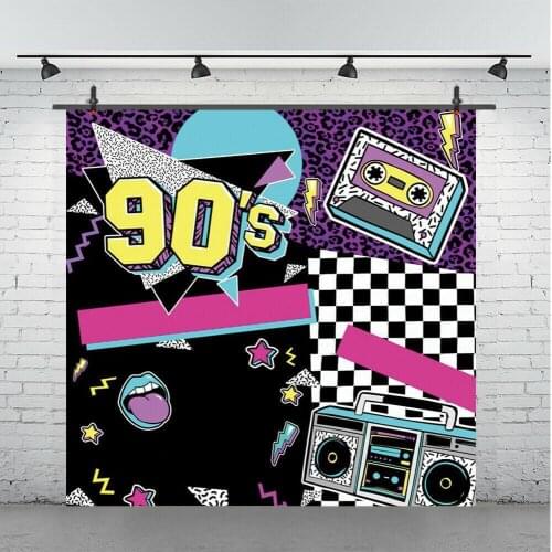 Back To 90s Party Photography Backdrop Hip Hop Music Retro Style Photo Studio Background Decor Banner Prop