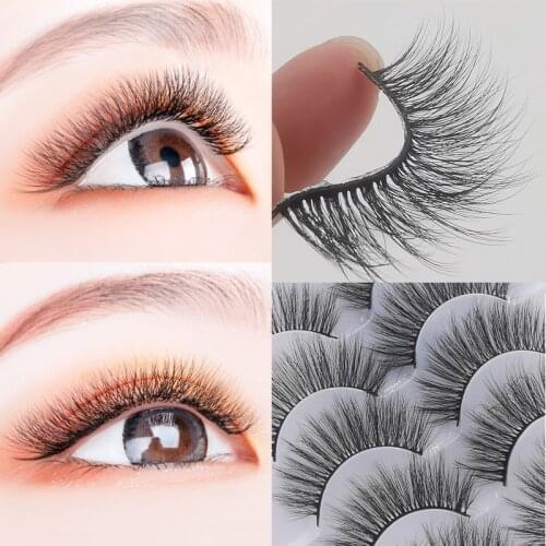 ICYCHEER 5 Pair Faux Mink 3D False Eyelashes Set Long Thick Dramatic Look Volume Wispy Fluffy Eyelash Extension Silk Eye Lashes