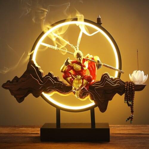 Monkey King Incense Burner Backflow Lotus Ceramic Wax Melt Warmer Incense Burner Smoke Fountain Encens Home Decoration YD50XL