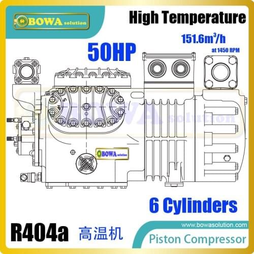 50HP larger cooling capacity reciprocating compressors with sealed main bearing and generously sized oil pump, replacing 6F50.2Y