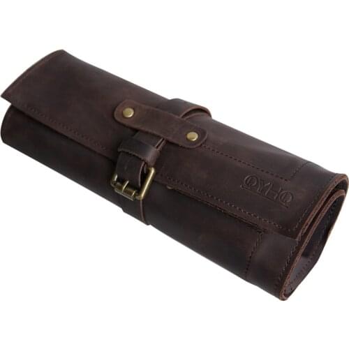 Leather Watch Roll up 5 Slots Cowhide Travel and Storage Watches Pouch - Protective Storage Case for Watches and Accessories
