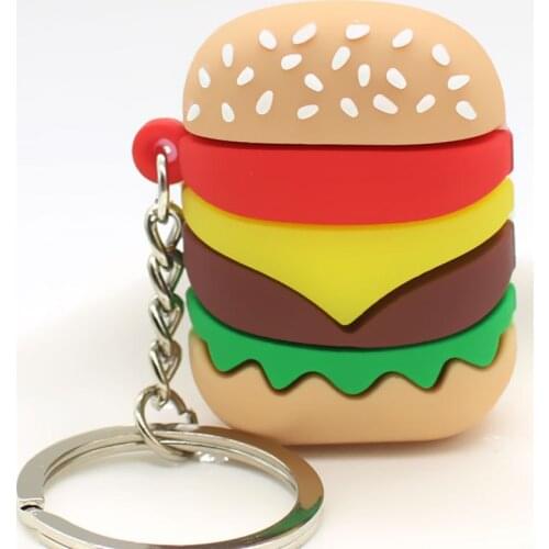 Creative simulation Hamburg Key Chain Soft fries Keychain popcorn KeyRing Bag pendant Of Business Food promotion giveaway K2397