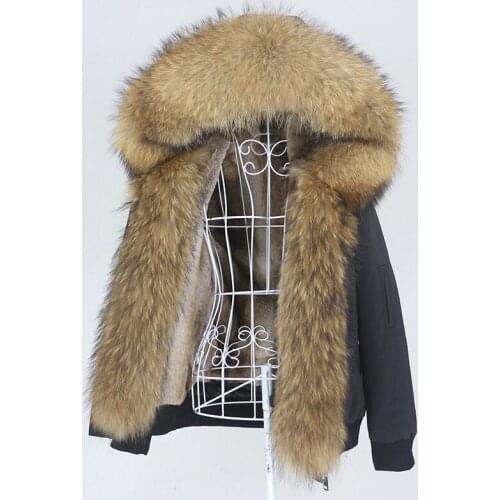 MENINA BONITA 2021 Waterproof Bomber Parka Coat Natural Fox Raccoon Fur Collar Hood Winter Jacket Women Removable Outerwear