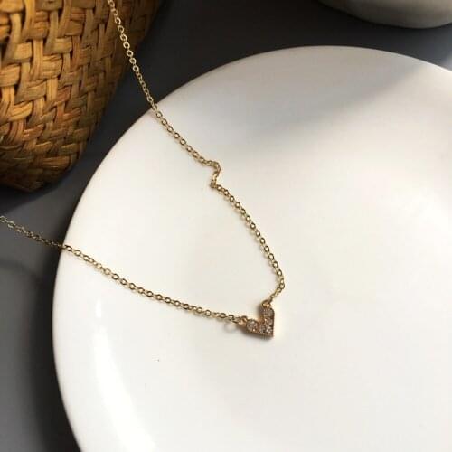 LANIWOO Rhinestone Heart Clavicle Necklace 2020 Summer New Fashion Jewelry For Women Girls Wholesale Accessory