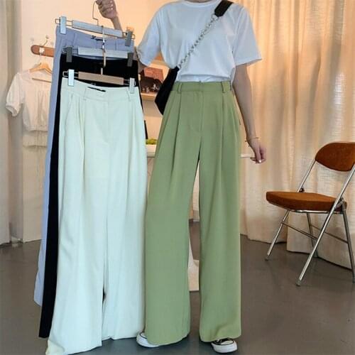 Summer Purple Womens Wide Leg Pants Thin High Waist Elegant Long Pants Work Casual Loose Trousers Female Plus Size Dropshipping