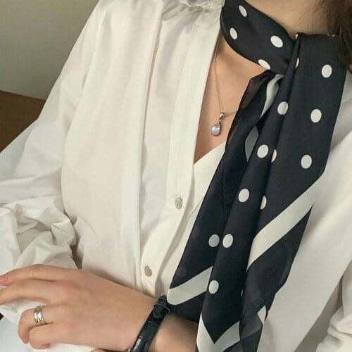 Small Square Scarf New Spring Autumn Winter Thin Womens Polka Dot Printed Silk Hair Ribbon Tie Female Bag Scarves Decoration