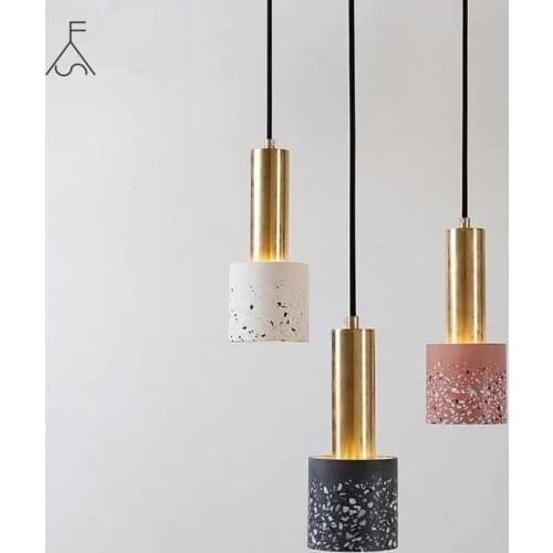 Nordic Minimalist Modern Terrazzo Cement Pendant Lights Concrete Hanging Lamp Marble Light Bar Restaurant Bedside Porch Corridor