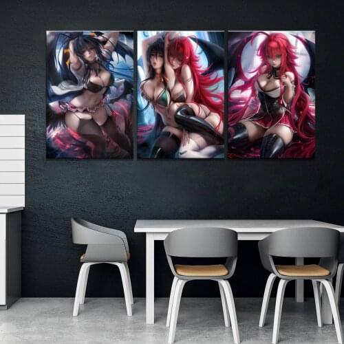 Home Decor Modular Canvas Picture 3 Piece High School Dxd Animation Painting Poster Art Wall For Home Canvas Painting Wholesale