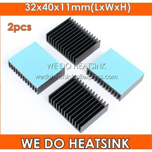 WE DO HEATSINK 2pcs 32x40x11mm Amplifier Peltier Cooler Aquarium light Extruded Aluminum Heat Sink With Blue Adhesive Pad